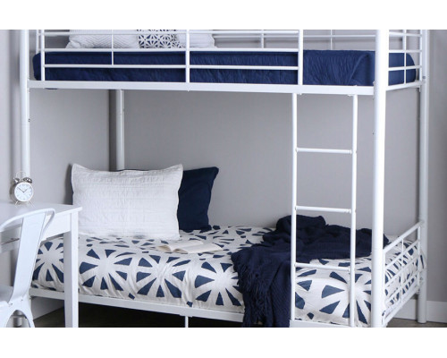 FaFurn - Twin Over Twin Sturdy Steel Metal Bunk Bed in White Finish