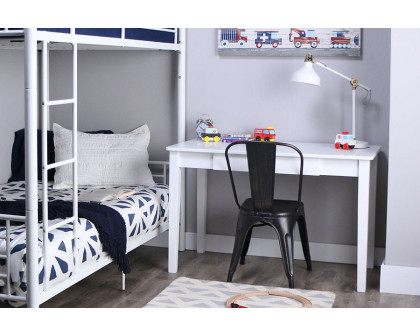 FaFurn - Twin Over Twin Sturdy Steel Metal Bunk Bed in White Finish