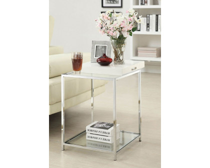 FaFurn - Modern Classic Metal End Table with White Removable Tray