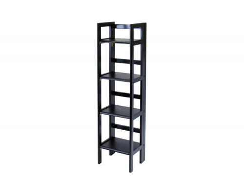 FaFurn - Black 4-Tier Shelf Folding Shelving Unit Bookcase Storage Shelves Tower