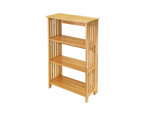 FaFurn - 4-Shelf Wooden Folding Bookcase Storage Shelves in Natural Finish