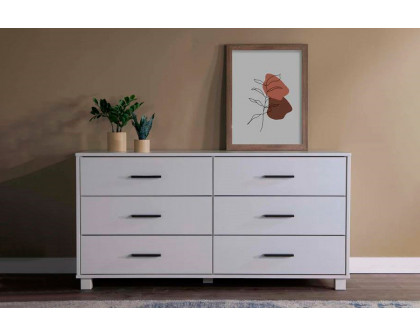 FaFurn Modern Farmhouse Solid 6 Drawers Double Dresser - White, Wood