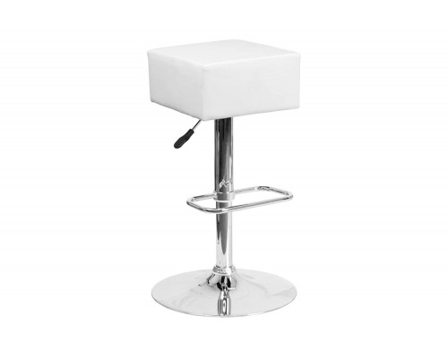 FaFurn - Backless Modern Swivel Barstool with White Faux Leather Seat