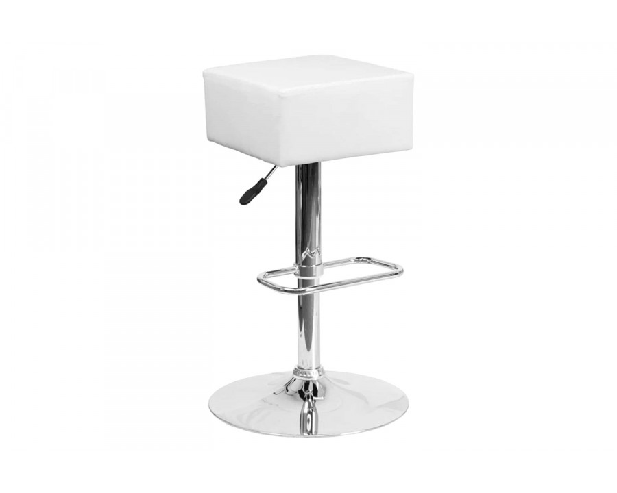 FaFurn - Backless Modern Swivel Barstool with White Faux Leather Seat