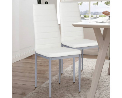 FaFurn Set of 4 Modern Dining Chairs with Metal Legs - White, Leather