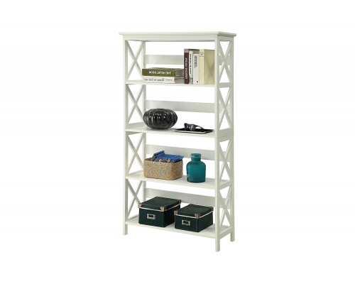 FaFurn Glossy 5-Shelf Bookcase - White