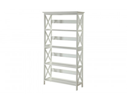 FaFurn Glossy 5-Shelf Bookcase - White