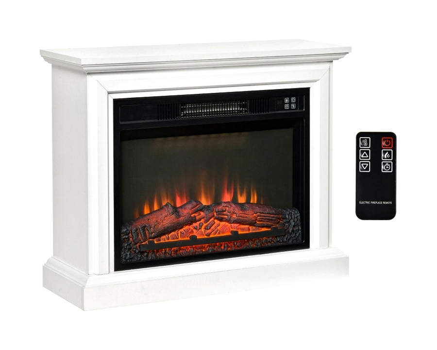 FaFurn 31 Inch Electric Fireplace Heater Dimmable Flame Effect and Mantel with Remote Control - White