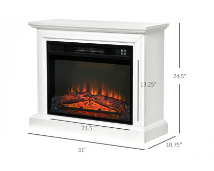 FaFurn 31 Inch Electric Fireplace Heater Dimmable Flame Effect and Mantel with Remote Control - White