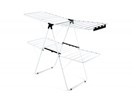 FaFurn - White 2 Level Foldable Clothes Drying Rack Adjustable Height