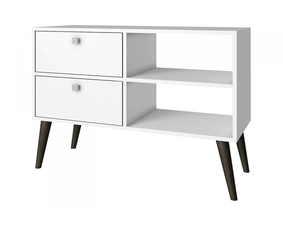 FaFurn - White Gray Wood Modern Classic Mid-Century Style TV Stand Entertainment Center