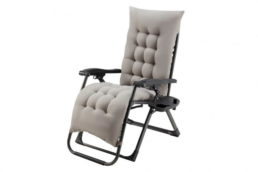 FaFurn™ Folding Recliner Chair with Removable Cushion - Gray, Fabric