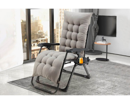 FaFurn™ Folding Recliner Chair with Removable Cushion - Gray, Fabric