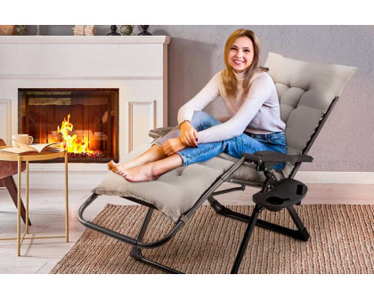 FaFurn™ Folding Recliner Chair with Removable Cushion - Gray, Fabric