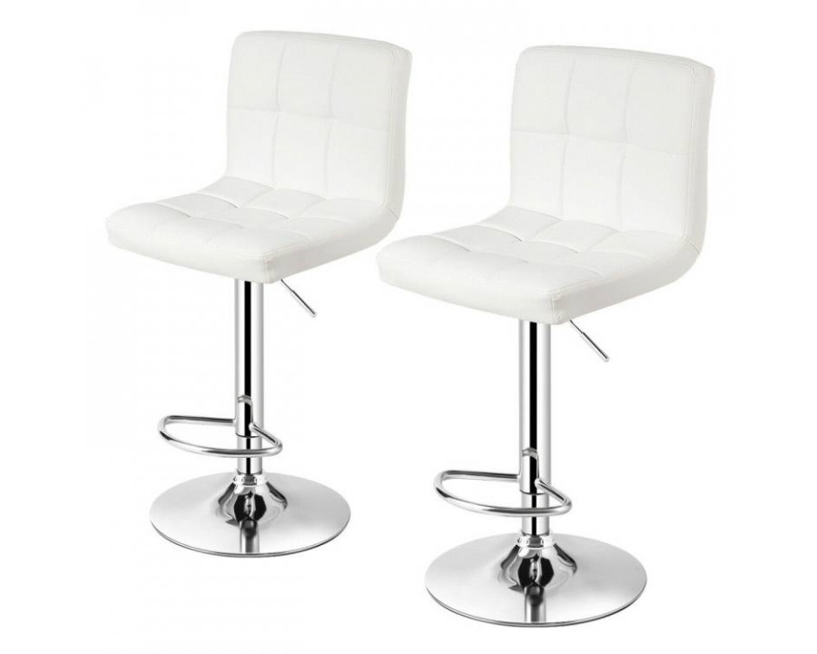 FaFurn Set of 2 Modern Adjustable Barstool with PU Leather Swivel Seat - White