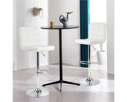 FaFurn Set of 2 Modern Adjustable Barstool with PU Leather Swivel Seat - White