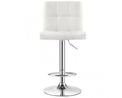 FaFurn Set of 2 Modern Adjustable Barstool with PU Leather Swivel Seat - White