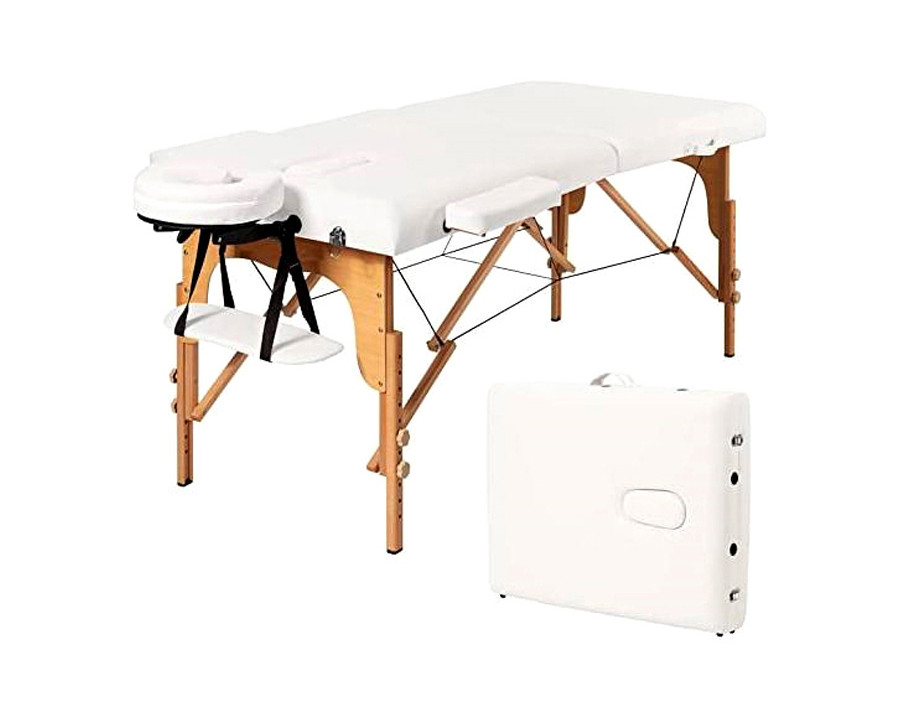 FaFurn - White Adjustable Portable Massage Folding Table