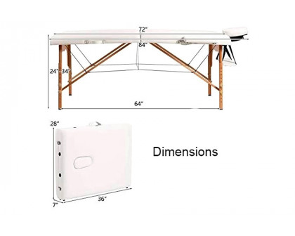 FaFurn - White Adjustable Portable Massage Folding Table