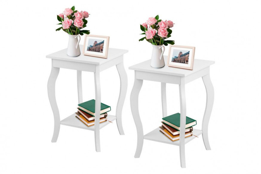 FaFurn™ Set of 2 Stylish End Table - White, Wood