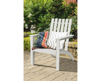 FaFurn Indoor/Outdoor Acacia Wood Adirondack Lounge Armchair - White