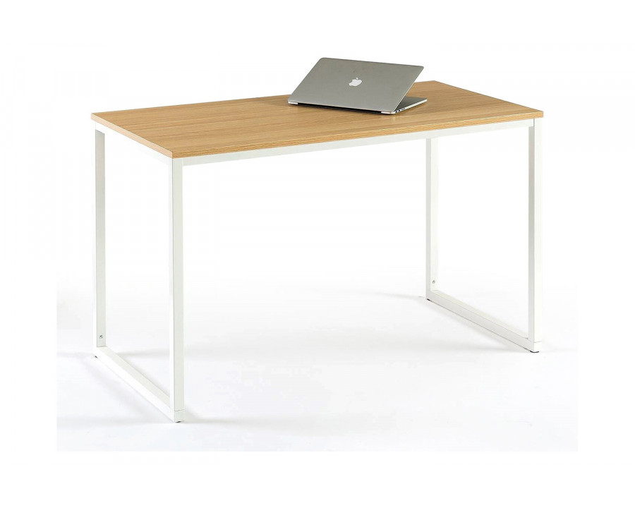 FaFurn Modern Home Office Desk with Metal Frame and Wood Top - White/Light Wood