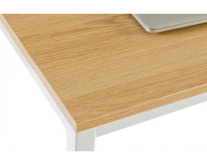 FaFurn Modern Home Office Desk with Metal Frame and Wood Top - White/Light Wood