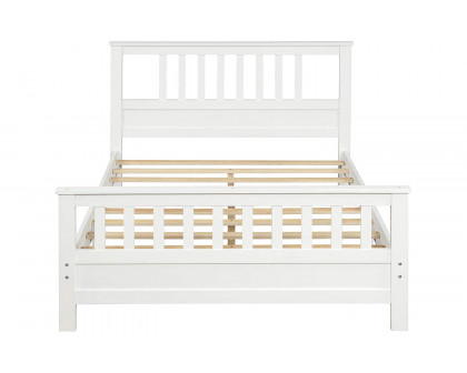 FaFurn Pine Wood Slatted Platform Headboard Footboard Full Size Bed - White