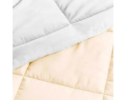 FaFurn Full/Queen Size 3-Piece Reversible Comforter Set - White/Cream, Microfiber