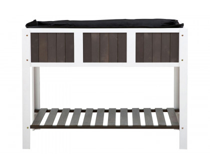 FaFurn - White Wooden 2 Level Elevated Raised Garden Planter Bed