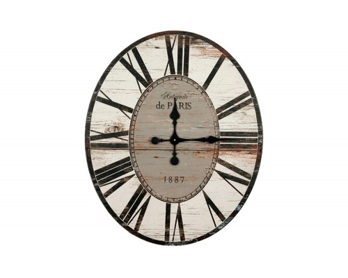 FaFurn Oversized Distressed Paris Wood Wall Clock - White Washed