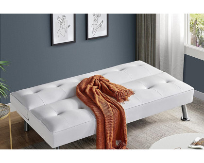 FaFurn Faux Leather Click Clack Adjustable Futon Sleeper Sofa - White