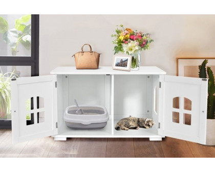 FaFurn Modern Large Ventilated Private Divider Cat Litter Box - White