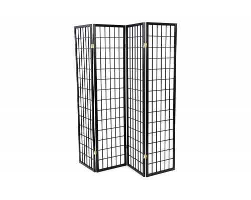 FaFurn - Black 4-Panel Asian Style Shoji Room Divider Screen