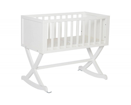 FaFurn Solid Wood Rocking Baby Glider Cradle with Crib Mattress - White