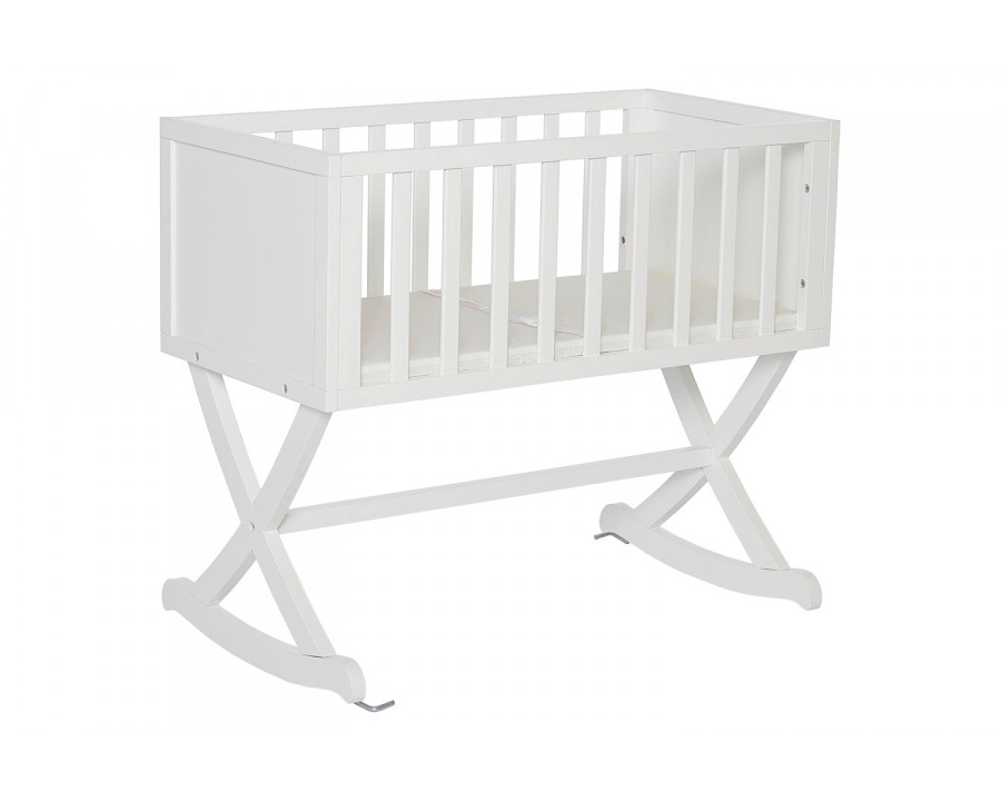 FaFurn Solid Wood Rocking Baby Glider Cradle with Crib Mattress - White