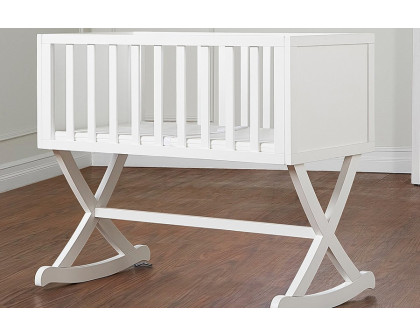 FaFurn Solid Wood Rocking Baby Glider Cradle with Crib Mattress - White