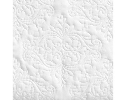 FaFurn King Size 3-Piece Quilted Damask Pattern Quilt Set - White, Cotton