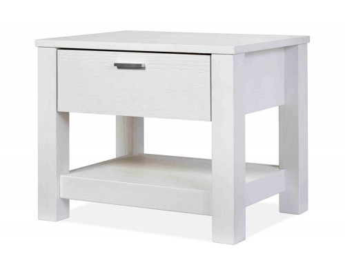 FaFurn Farmhouse Traditional Rustic 1 Drawer Nightstand - White