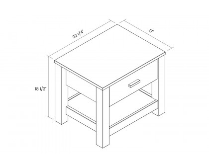 FaFurn Farmhouse Traditional Rustic 1 Drawer Nightstand - White