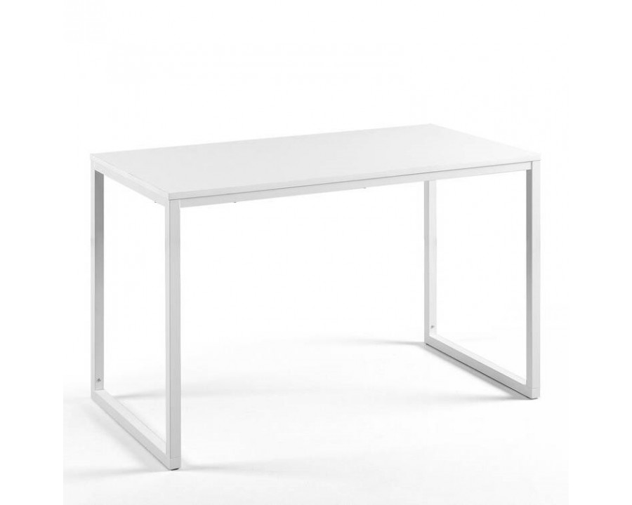 FaFurn - Modern Computer Desk with Metal Frame and Wood Top in White