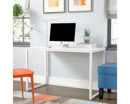 FaFurn - Modern Computer Desk with Metal Frame and Wood Top in White