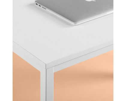 FaFurn - Modern Computer Desk with Metal Frame and Wood Top in White