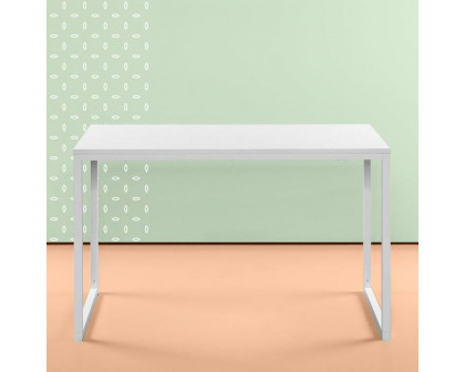 FaFurn - Modern Computer Desk with Metal Frame and Wood Top in White