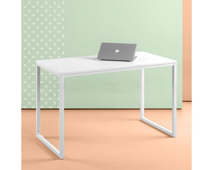 FaFurn - Modern Computer Desk with Metal Frame and Wood Top in White