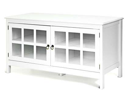 FaFurn - Wood Entertainment Center TV Stand with Glass Panel Doors