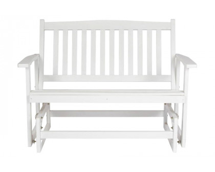 FaFurn - Traditional Solid Cedar White Patio Glider Swing Bench