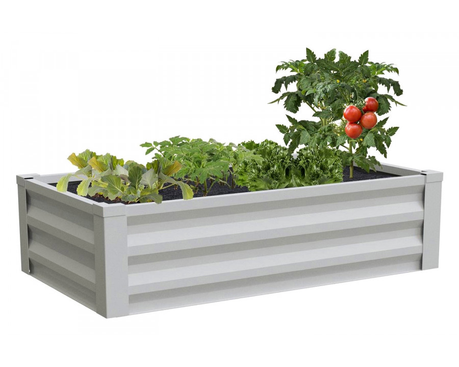 FaFurn Powder Coated Metal Raised Garden Bed Planter - White