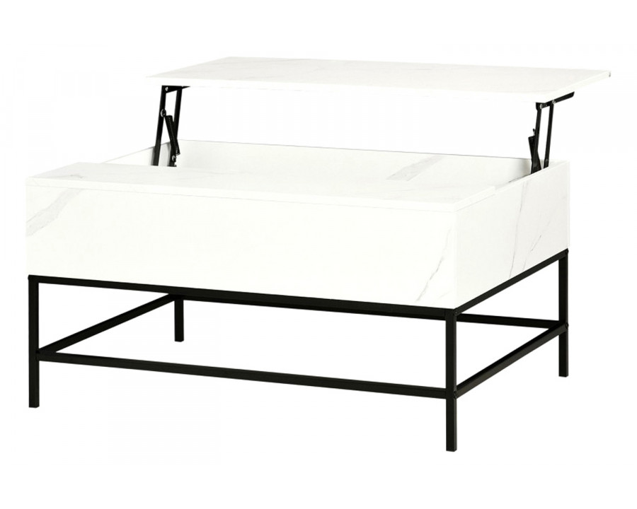 FaFurn - Modern Lift Top Coffee Table W/ Hidden Storage Black Metal Legs