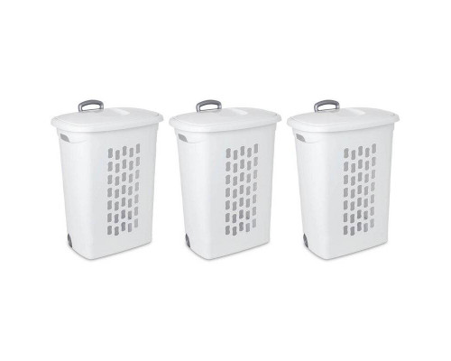 FaFurn - Set of 3 Laundry Hamper Dirty Clothes Baskets with Lids and Roller Wheels